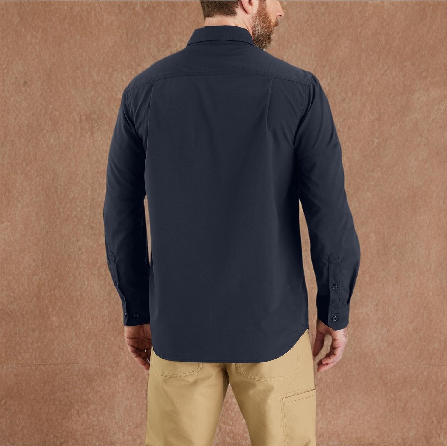 image:imageCarhartt Mens Force Sun Defender Chambray Relaxed Ls ShirtNavy