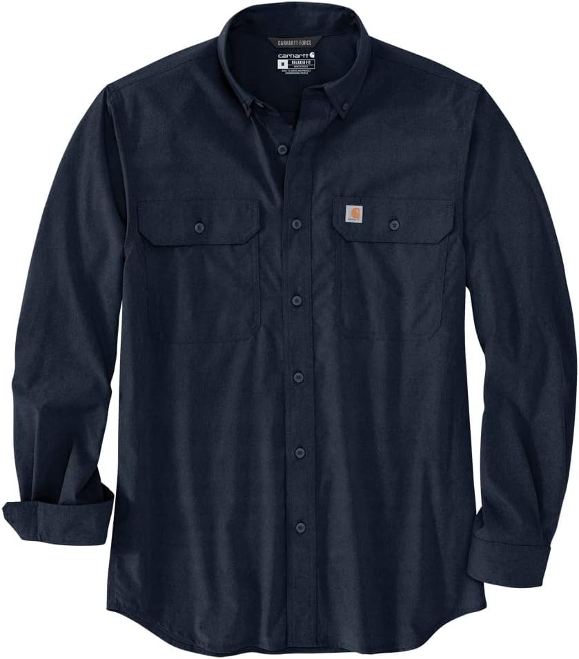 image:imageCarhartt Mens Force Sun Defender Chambray Relaxed Ls ShirtNavy