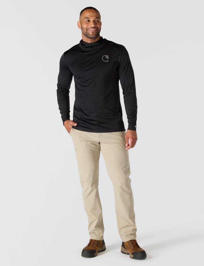 image:imageCarhartt Mens Force Sun Defender Lightweight LongSleeve Hooded Logo Graphic TShirtBlack