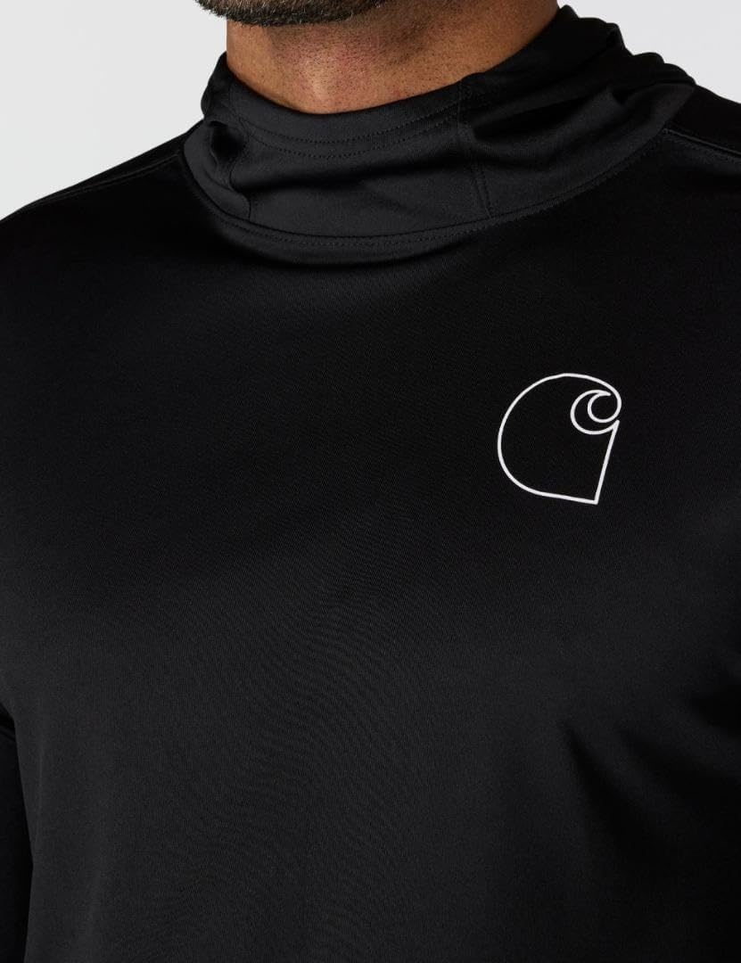 image:imageCarhartt Mens Force Sun Defender Lightweight LongSleeve Hooded Logo Graphic TShirtBlack