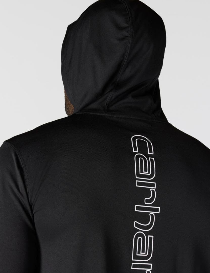image:imageCarhartt Mens Force Sun Defender Lightweight LongSleeve Hooded Logo Graphic TShirtBlack
