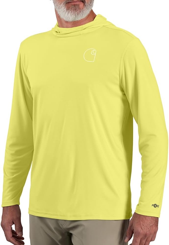 image:imageCarhartt Mens Force Sun Defender Lightweight LongSleeve Hooded Logo Graphic TShirtCitrus