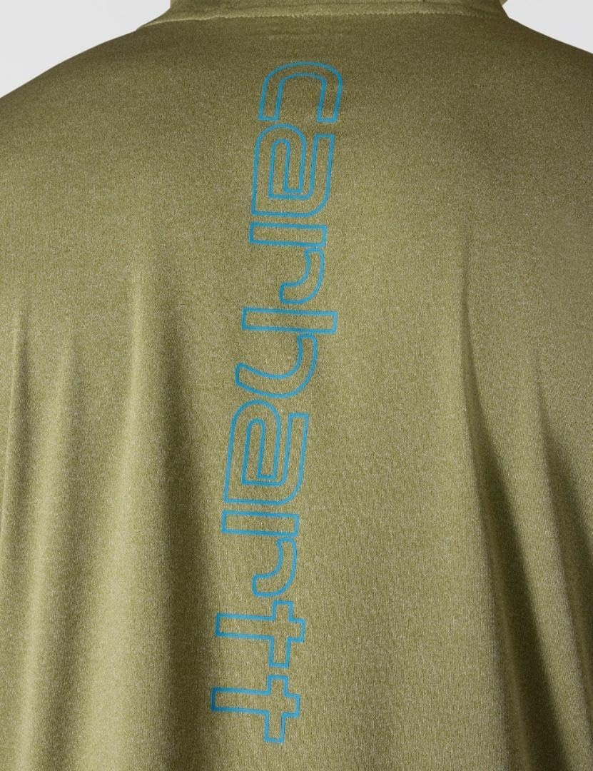 image:imageCarhartt Mens Force Sun Defender Lightweight LongSleeve Hooded Logo Graphic TShirtDark Bronzed Green Heather
