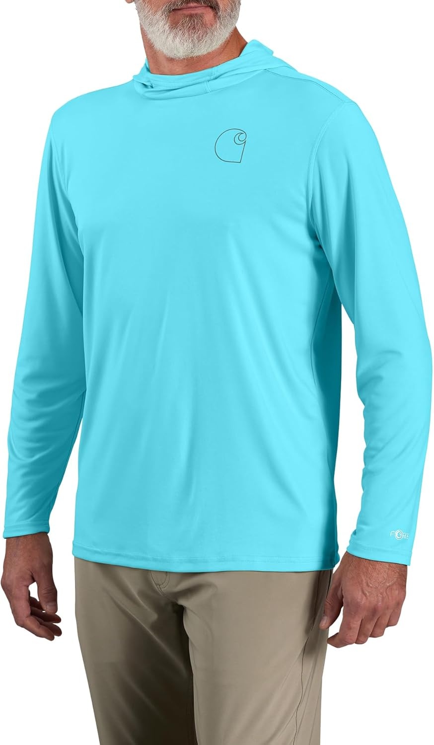 image:imageCarhartt Mens Force Sun Defender Lightweight LongSleeve Hooded Logo Graphic TShirtGulf Blue