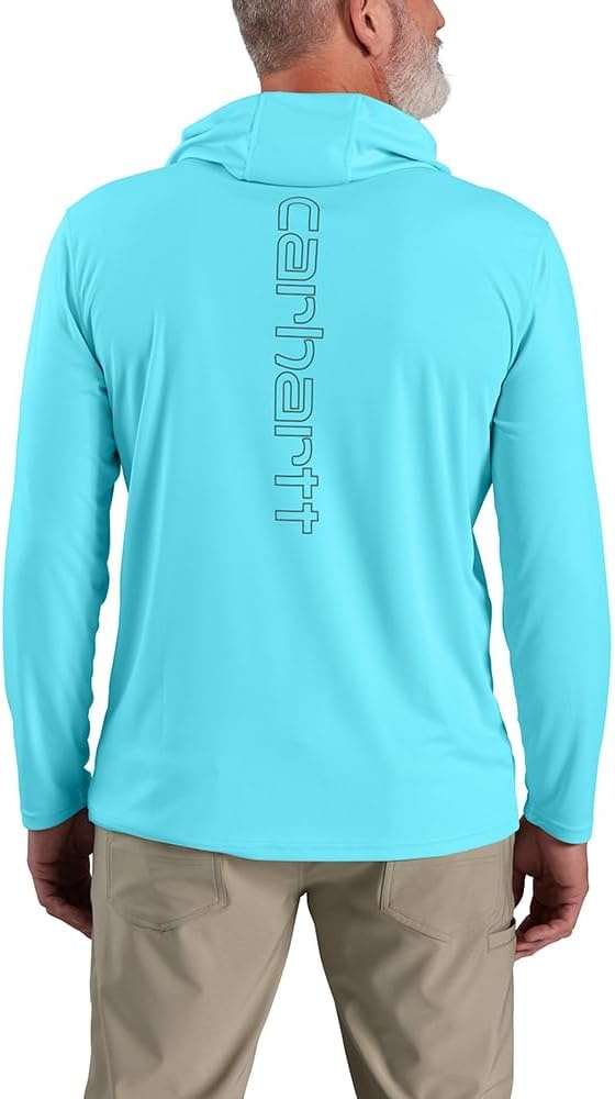 image:imageCarhartt Mens Force Sun Defender Lightweight LongSleeve Hooded Logo Graphic TShirtGulf Blue