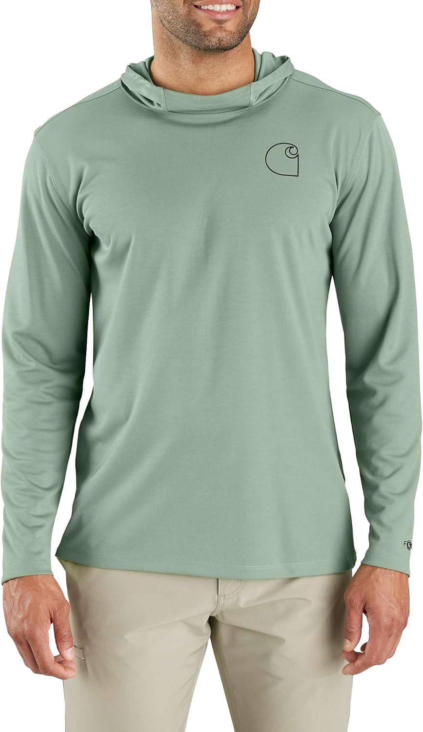 image:imageCarhartt Mens Force Sun Defender Lightweight LongSleeve Hooded Logo Graphic TShirtPatina