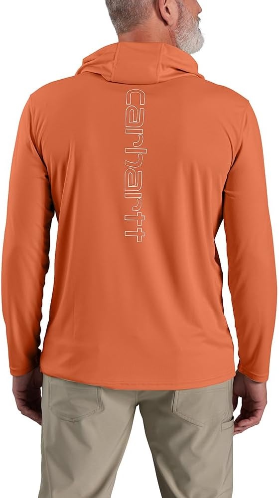 image:imageCarhartt Mens Force Sun Defender Lightweight LongSleeve Hooded Logo Graphic TShirtSedona Orange