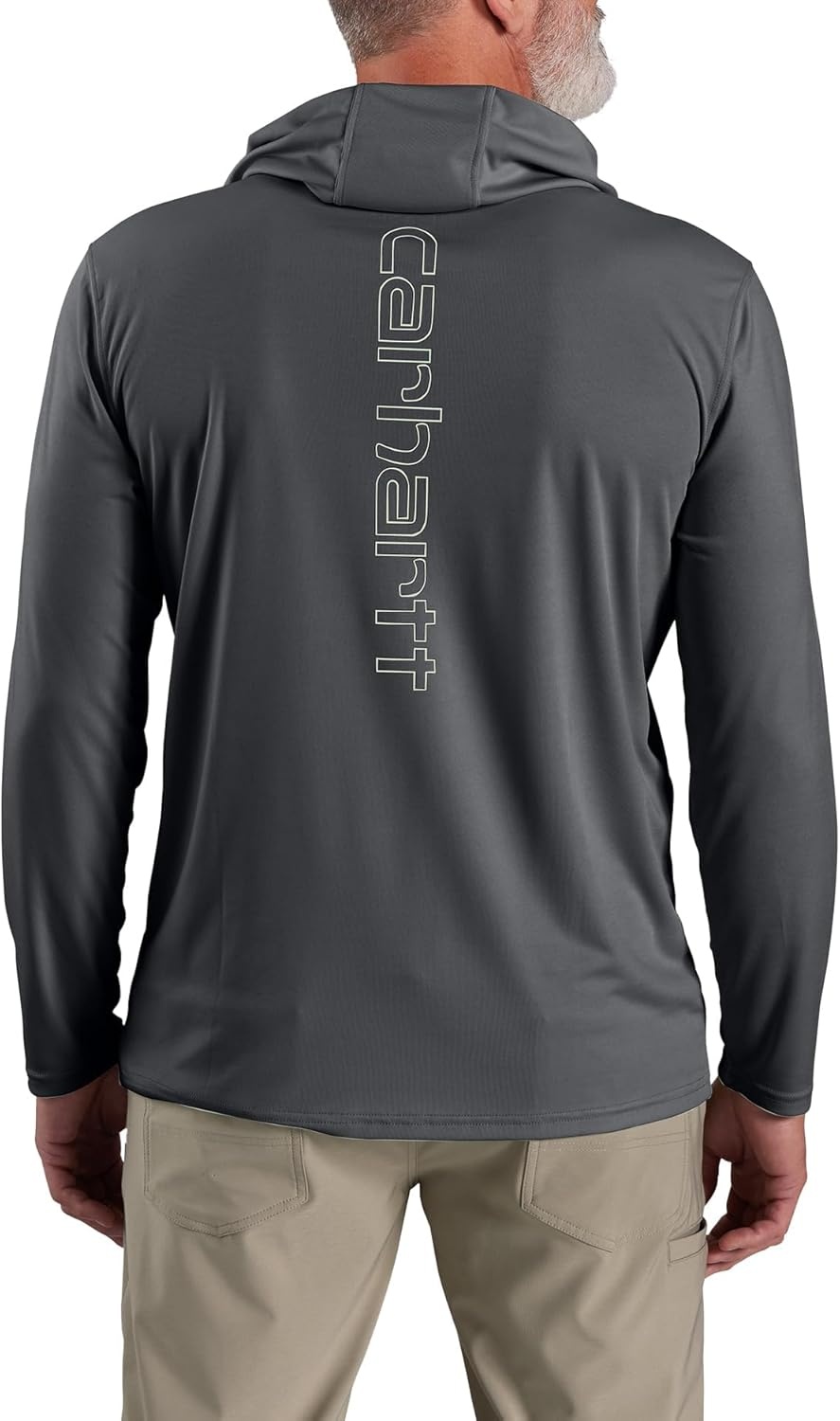 image:imageCarhartt Mens Force Sun Defender Lightweight LongSleeve Hooded Logo Graphic TShirtSteel