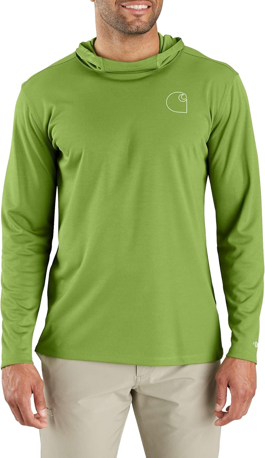 image:imageCarhartt Mens Force Sun Defender Lightweight LongSleeve Hooded Logo Graphic TShirtSwitchgrass
