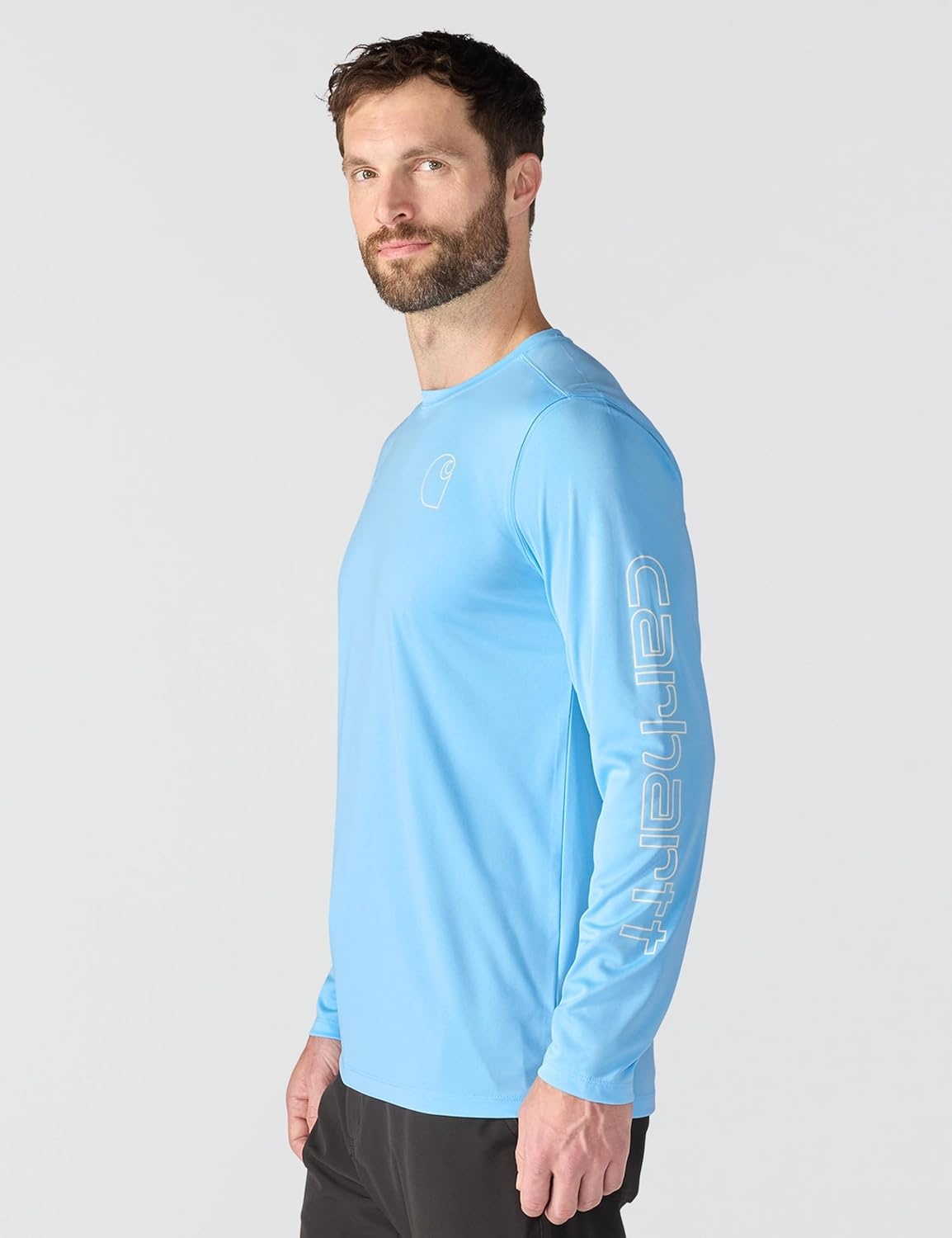 image:imageCarhartt Mens Force Sun Defender Lightweight LongSleeve Logo Graphic TShirtBlue Gleam Heather