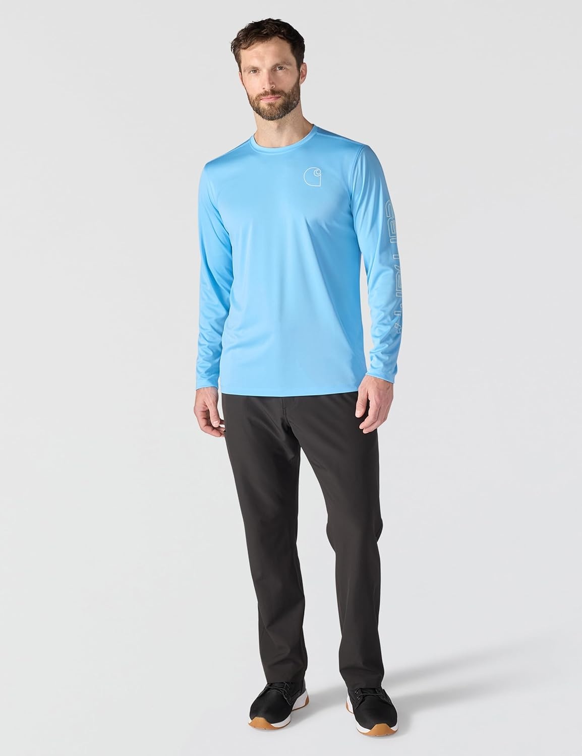 image:imageCarhartt Mens Force Sun Defender Lightweight LongSleeve Logo Graphic TShirtBlue Gleam Heather
