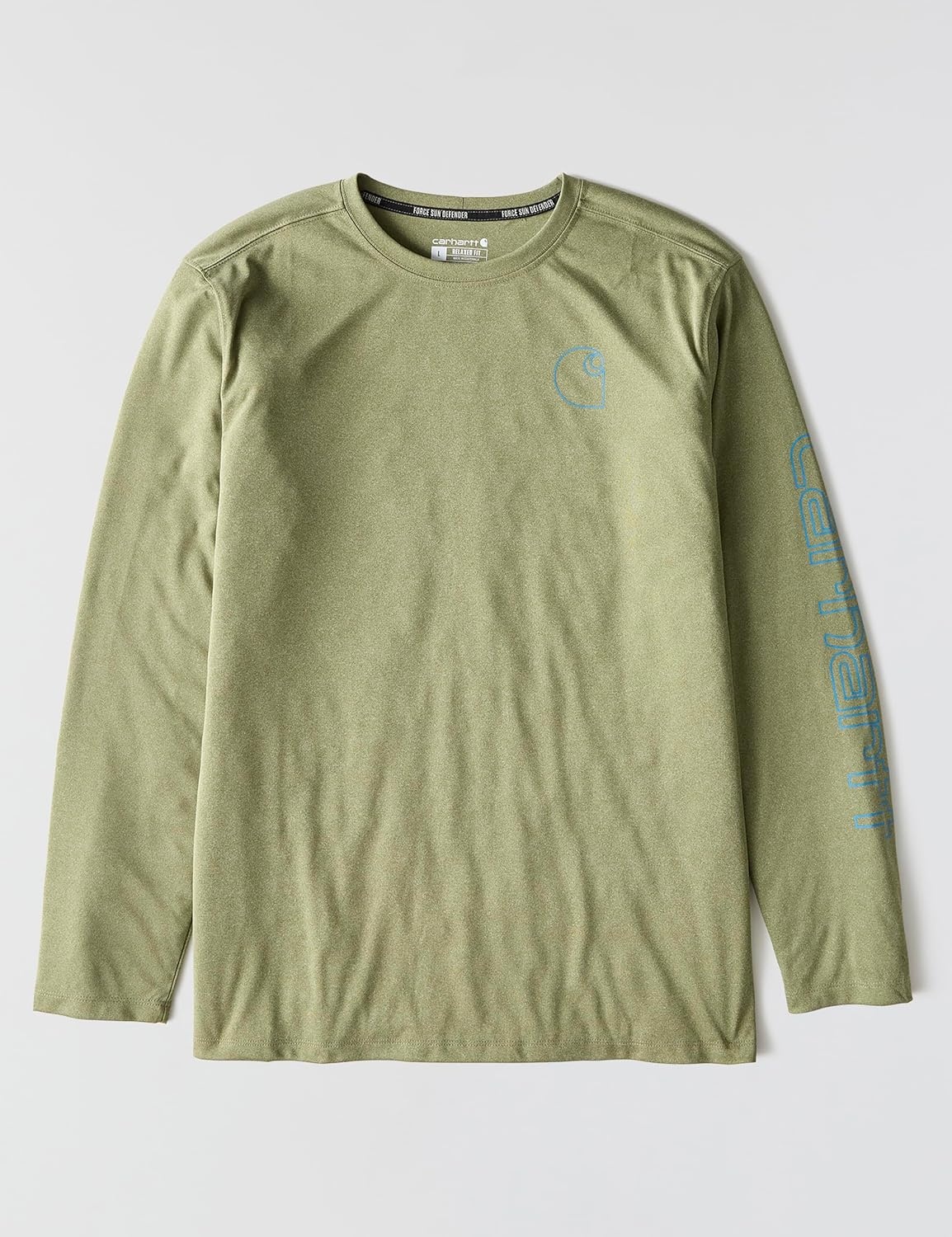 image:imageCarhartt Mens Force Sun Defender Lightweight LongSleeve Logo Graphic TShirtDark Bronzed Green Heather