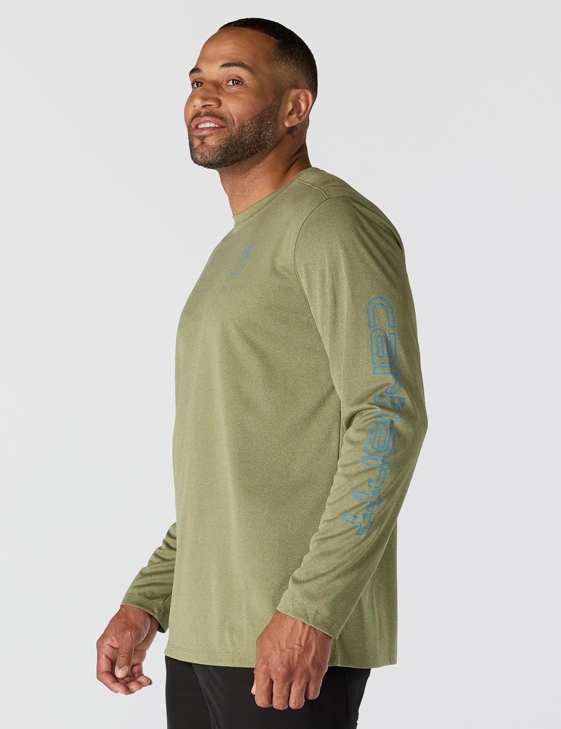 image:imageCarhartt Mens Force Sun Defender Lightweight LongSleeve Logo Graphic TShirtDark Bronzed Green Heather