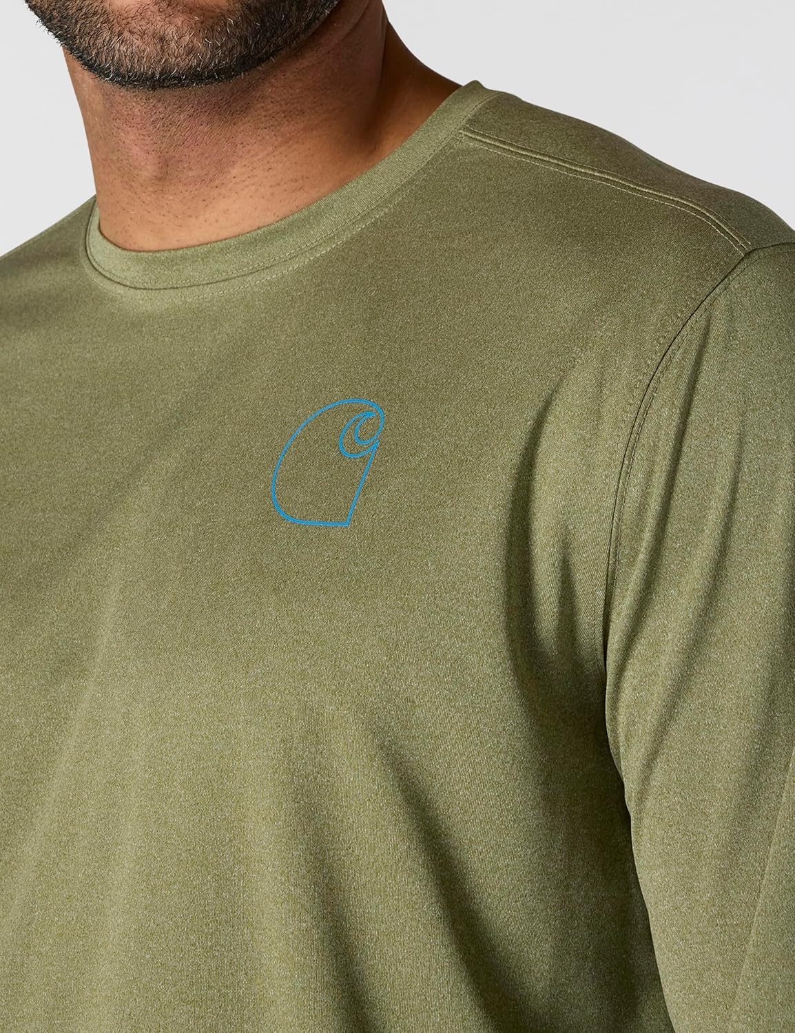 image:imageCarhartt Mens Force Sun Defender Lightweight LongSleeve Logo Graphic TShirtDark Bronzed Green Heather