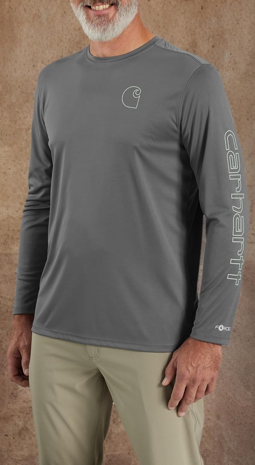 image:imageCarhartt Mens Force Sun Defender Lightweight LongSleeve Logo Graphic TShirtSteel
