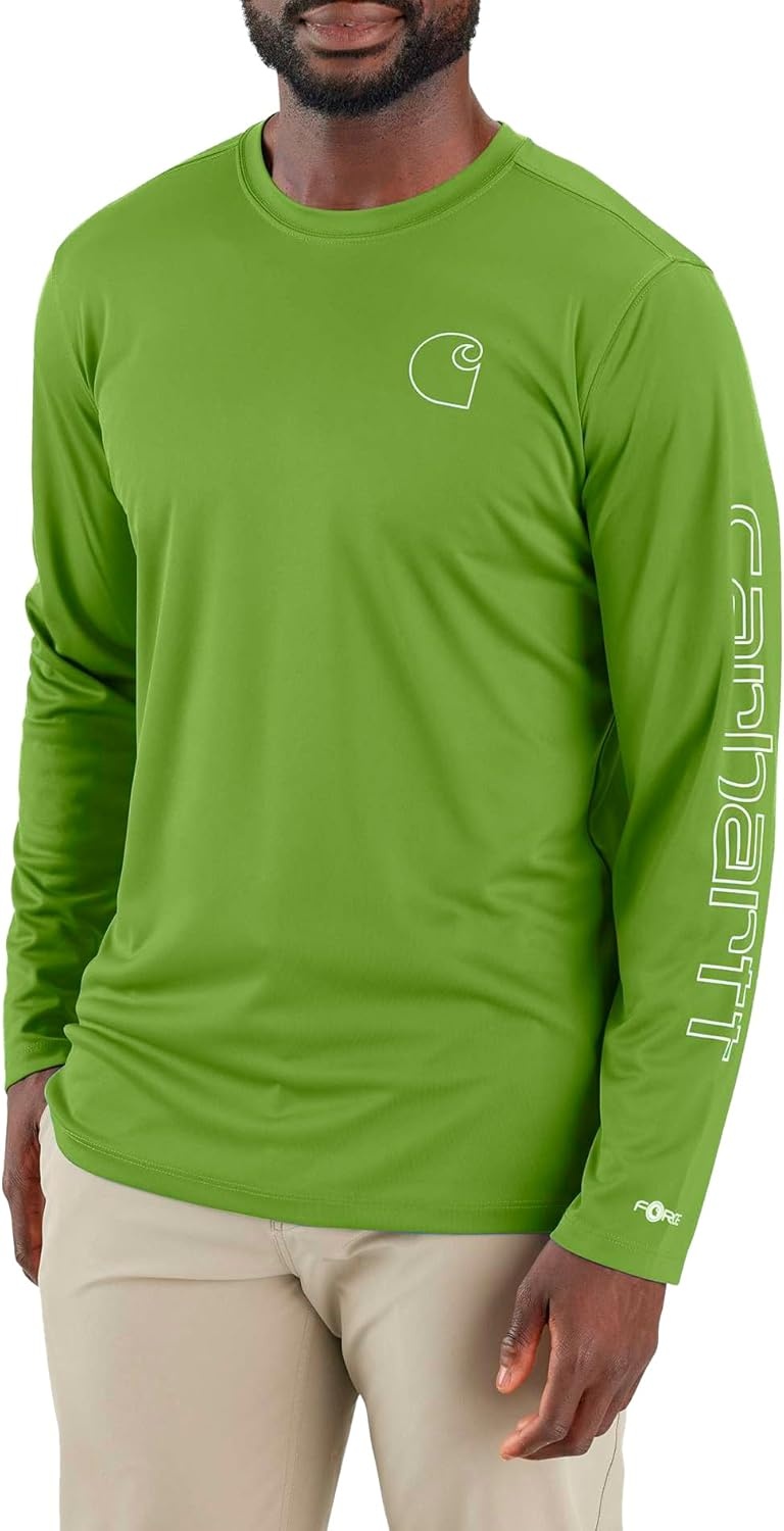 image:imageCarhartt Mens Force Sun Defender Lightweight LongSleeve Logo Graphic TShirtSwitchgrass