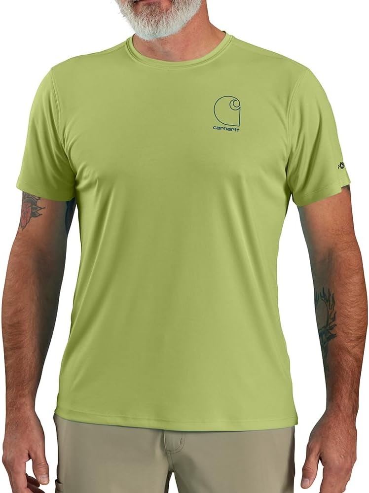 image:imageCarhartt Mens Force Sun Defender Lightweight ShortSleeve Logo Graphic TShirtAlgae Green