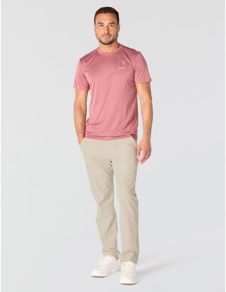 image:imageCarhartt Mens Force Sun Defender Lightweight ShortSleeve Logo Graphic TShirtAmber Terrain Heather