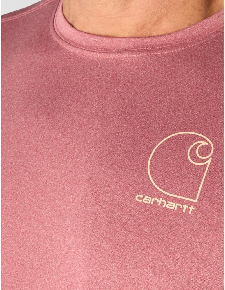 image:imageCarhartt Mens Force Sun Defender Lightweight ShortSleeve Logo Graphic TShirtAmber Terrain Heather