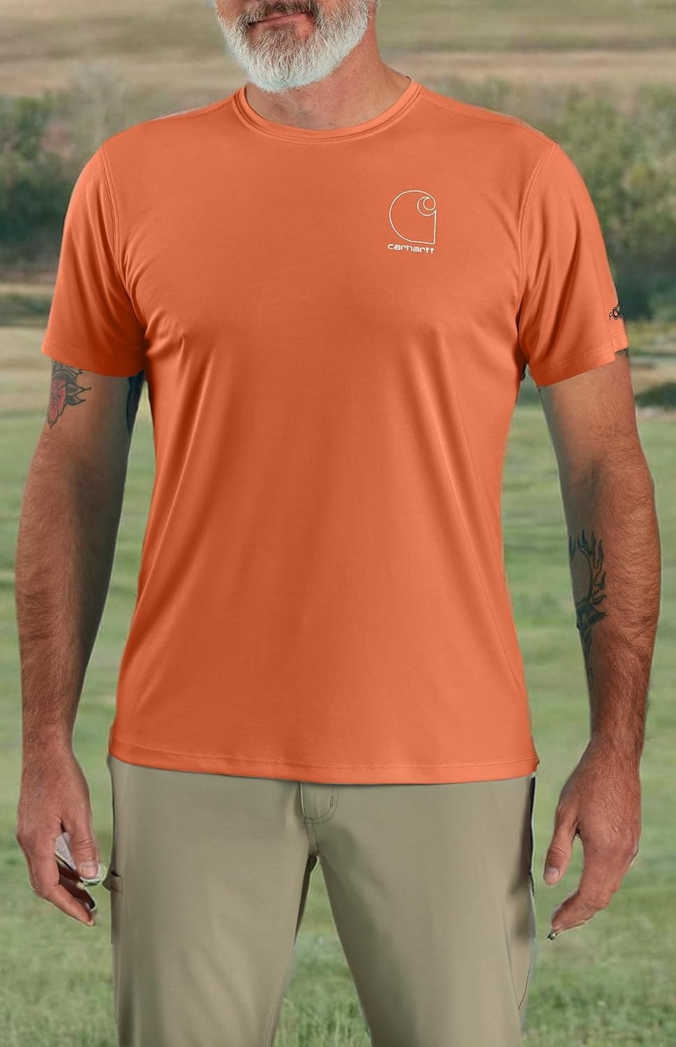 image:imageCarhartt Mens Force Sun Defender Lightweight ShortSleeve Logo Graphic TShirtSedona Orange