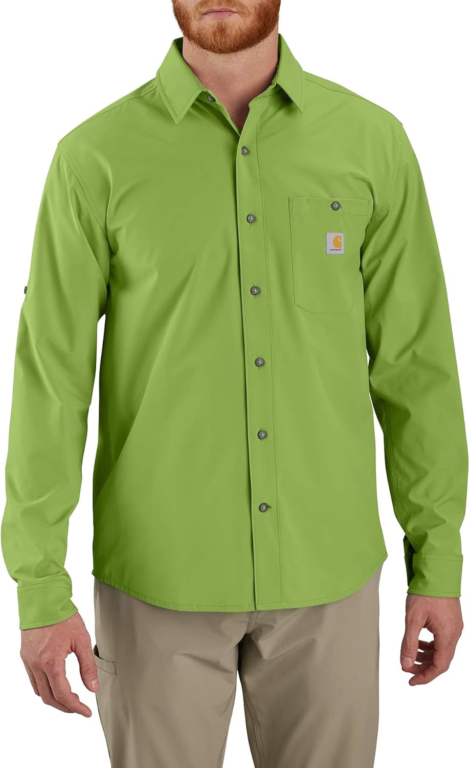 image:imageCarhartt Mens Force Sun Defender Relaxed Fit Lightweight LongSleeve ShirtSwitchgrass