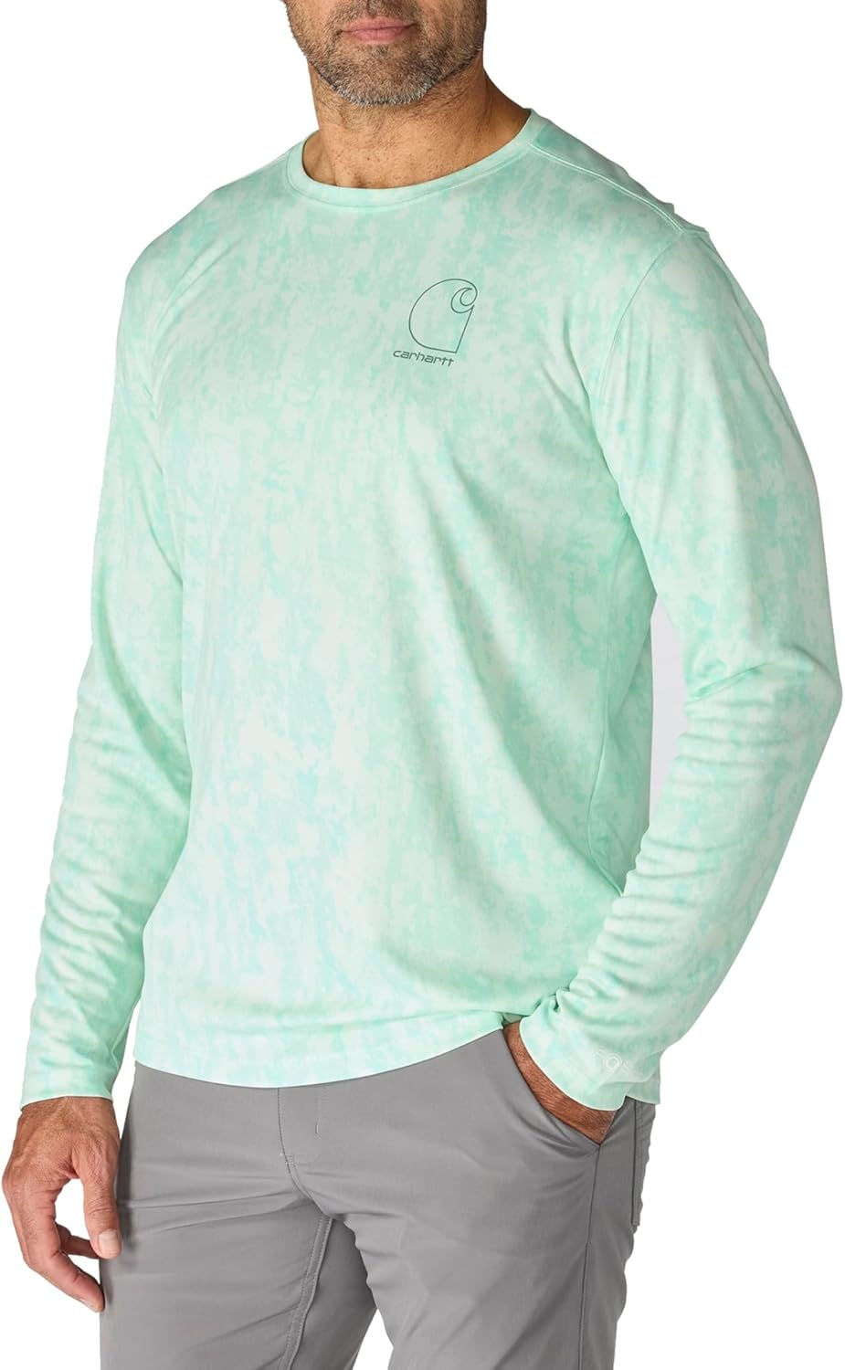 image:imageCarhartt Mens Force Sun Defender Relaxed Print Ls TShirtFresh Mint Terrain Camo