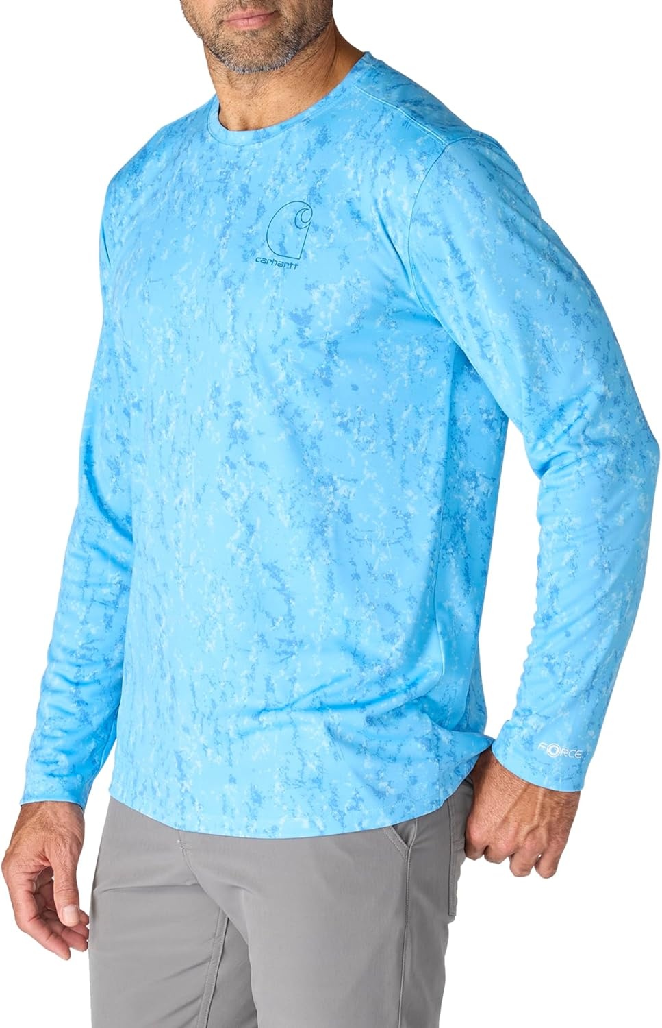 image:imageCarhartt Mens Force Sun Defender Relaxed Print Ls TShirtTranquil Blue Terrain Camo