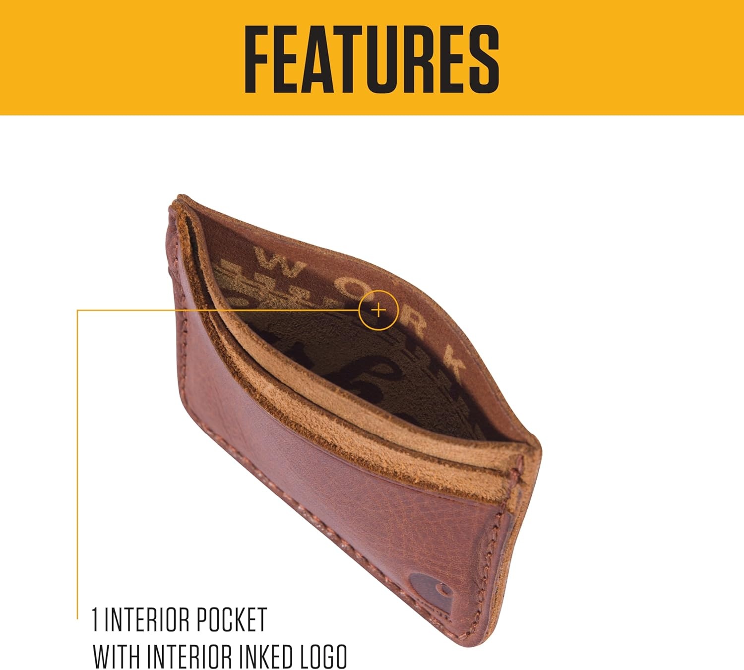 image:imageCarhartt Mens Full Grain Patina Leather Wallets Bifold and Front Pocket OptionsBlack Front Pocket