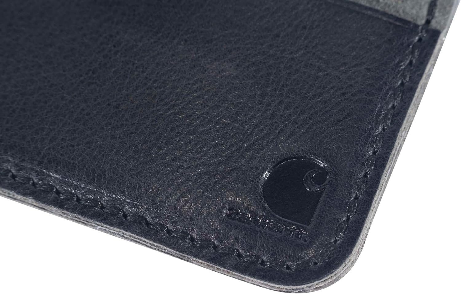 image:imageCarhartt Mens Full Grain Patina Leather Wallets Bifold and Front Pocket OptionsBlack Front Pocket
