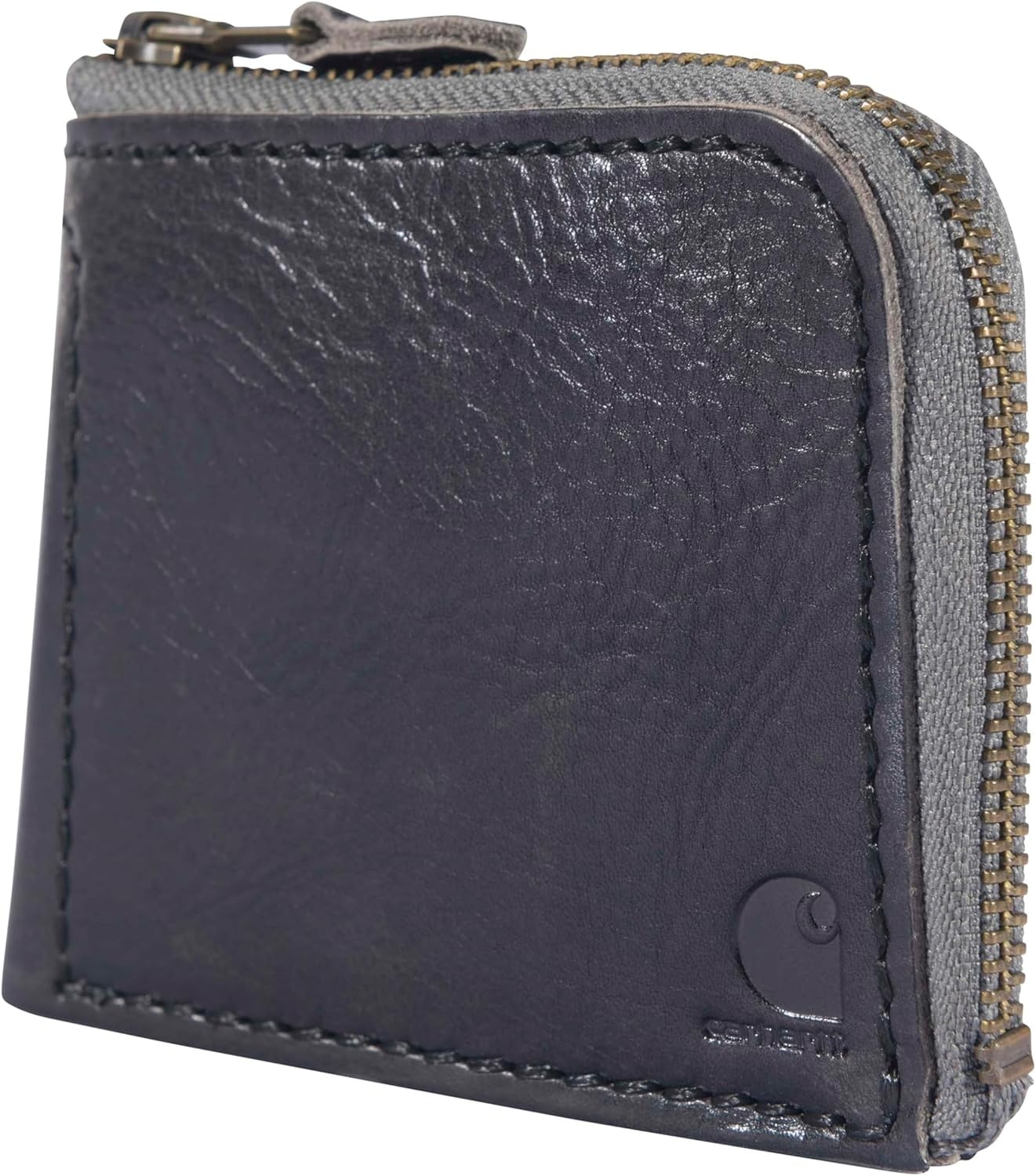 image:imageCarhartt Mens Full Grain Patina Leather Wallets Bifold and Front Pocket OptionsBlack Zipper