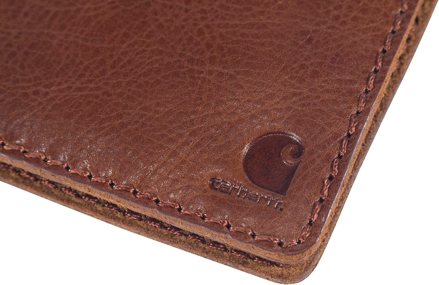 image:imageCarhartt Mens Full Grain Patina Leather Wallets Bifold and Front Pocket OptionsBrown Bifold