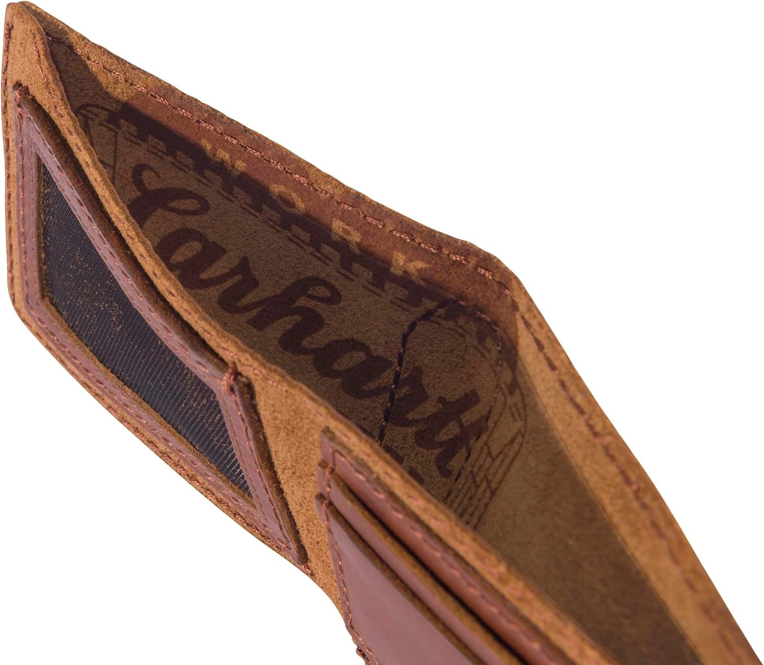 image:imageCarhartt Mens Full Grain Patina Leather Wallets Bifold and Front Pocket OptionsBrown Bifold