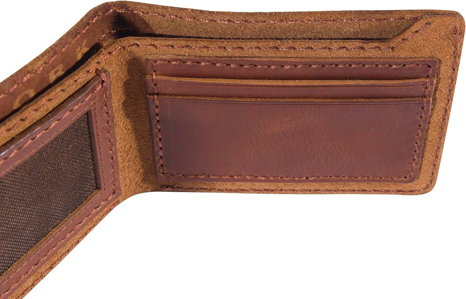 image:imageCarhartt Mens Full Grain Patina Leather Wallets Bifold and Front Pocket OptionsBrown Bifold