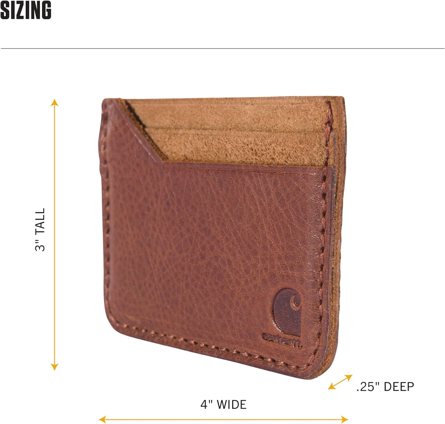 image:imageCarhartt Mens Full Grain Patina Leather Wallets Bifold and Front Pocket OptionsBrown Front Pocket
