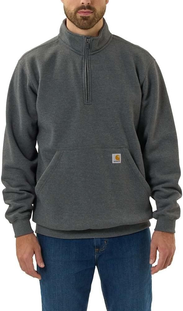 image:imageCarhartt Mens Marquette 14Zip MockNeck SweatshirtCarbon Heather