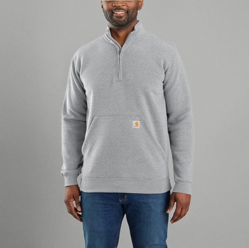 image:imageCarhartt Mens Marquette 14Zip MockNeck SweatshirtHeather Grey