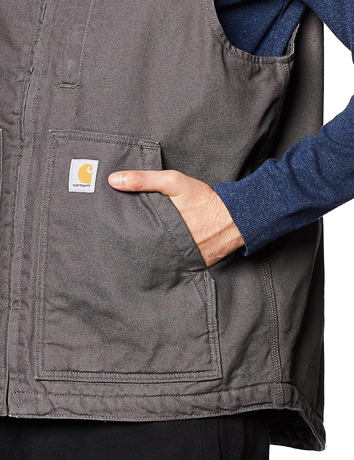 image:imageCarhartt Mens Washed Duck MockNeck VestGravel