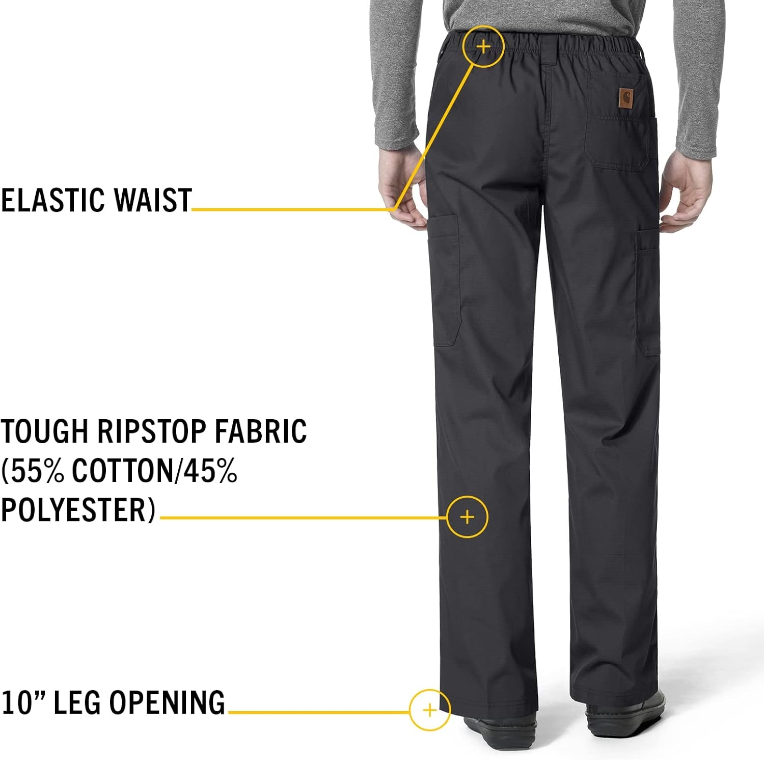 image:imageCarhartt Scrubs C54108 Mens Classic Fit Ripstop Boot Cut 8Pocket Cargo PantDark Pewter