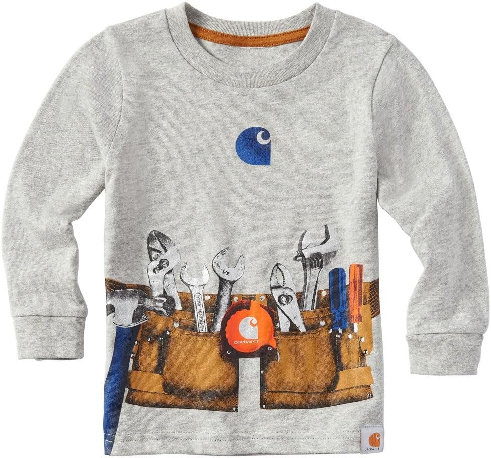 image:imageCarhartt Toddler Boys Long Sleeve Screen TShirtGrey Heather