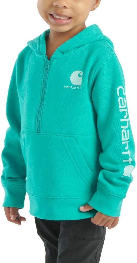 image:imageCarhartt girls Longsleeve Halfzip Hooded SweatshirtCeramic Teal Heather
