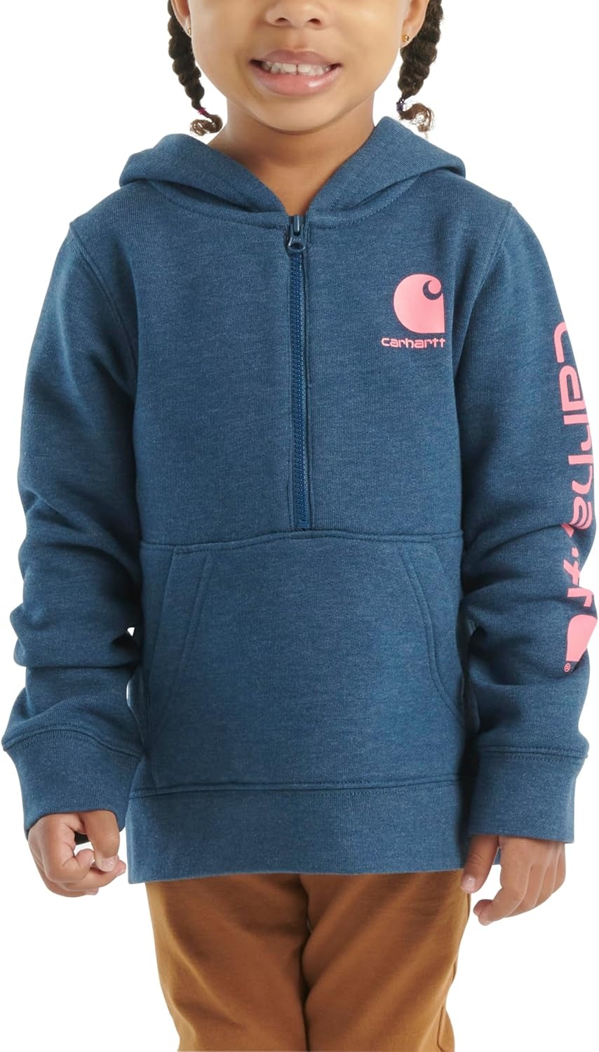 image:imageCarhartt girls Longsleeve Halfzip Hooded SweatshirtDark Denim Blue Heather