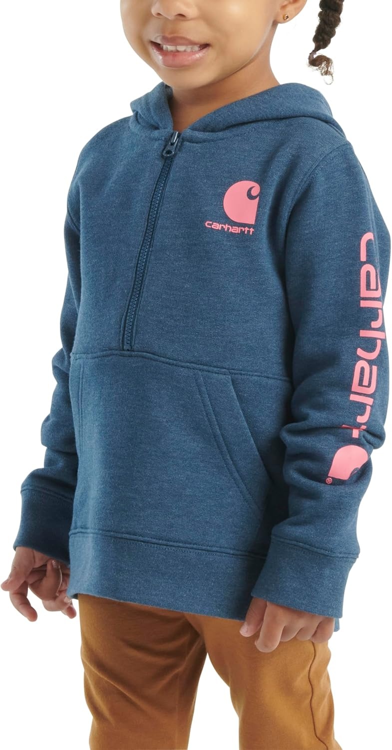 image:imageCarhartt girls Longsleeve Halfzip Hooded SweatshirtDark Denim Blue Heather