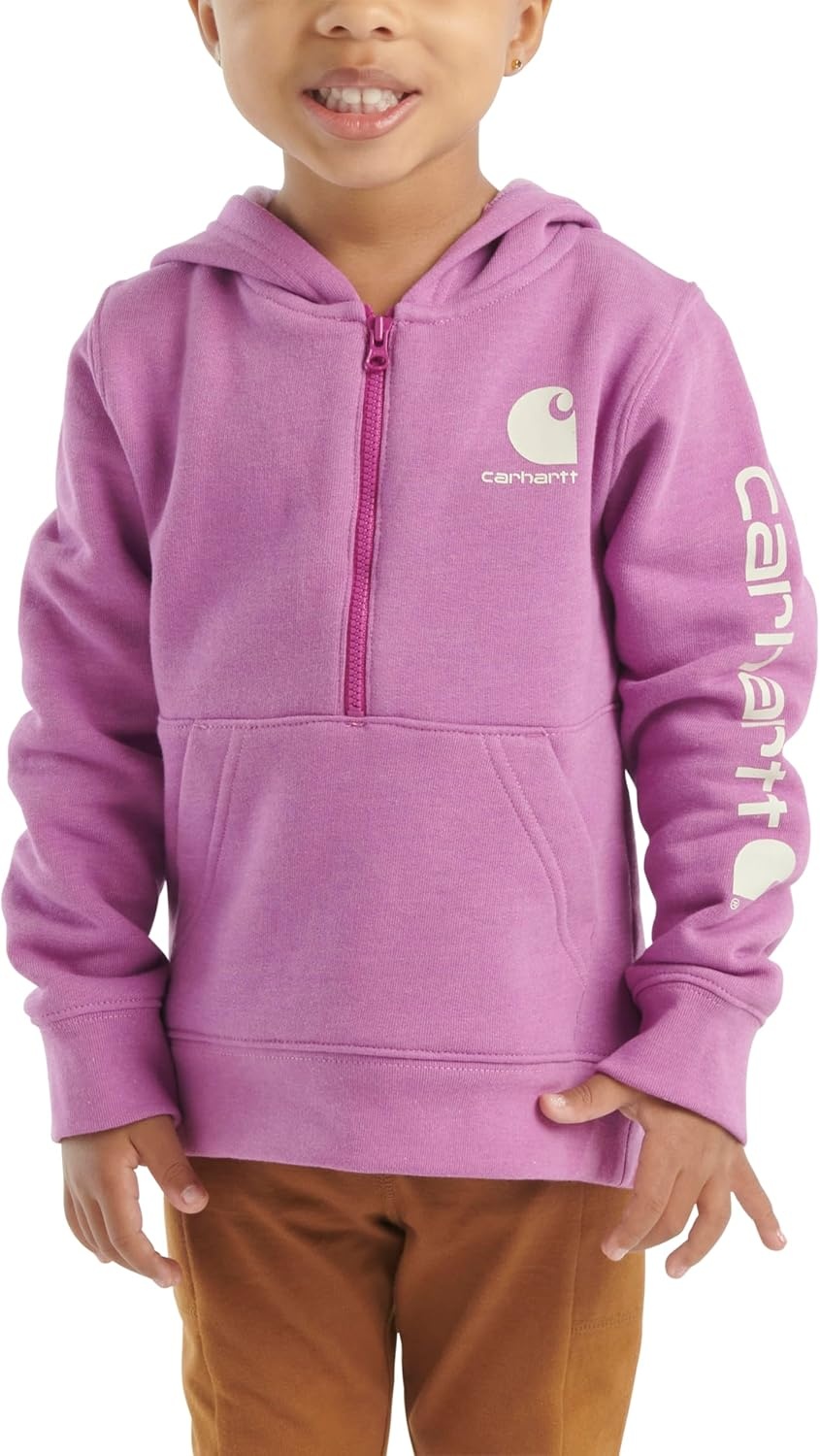 image:imageCarhartt girls Longsleeve Halfzip Hooded SweatshirtIris Orchid Purple Heather