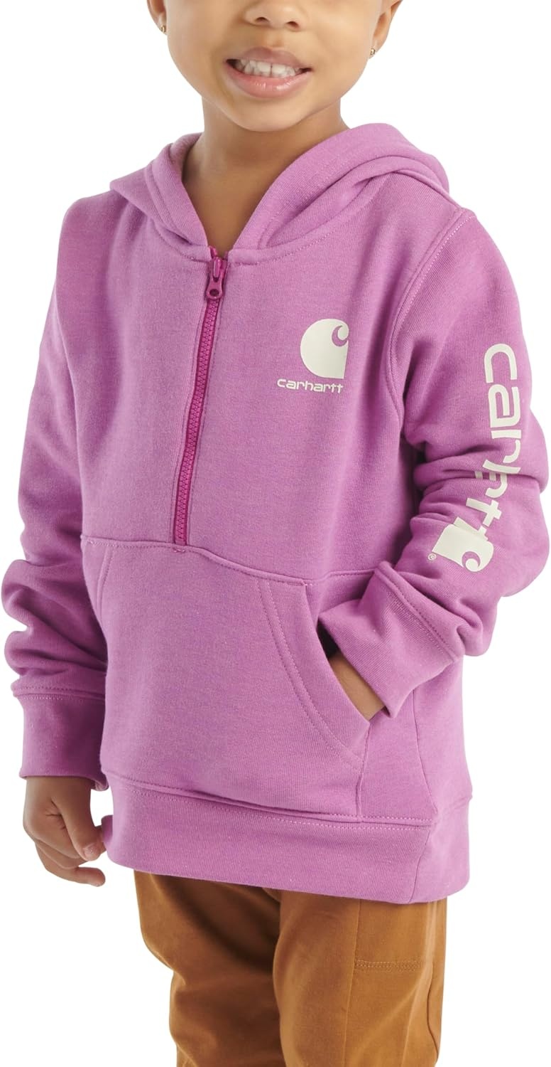 image:imageCarhartt girls Longsleeve Halfzip Hooded SweatshirtIris Orchid Purple Heather