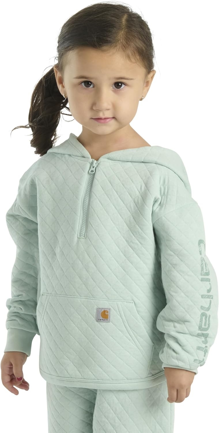 image:imageCarhartt girls Longsleeve Halfzip Hooded SweatshirtPastel Green