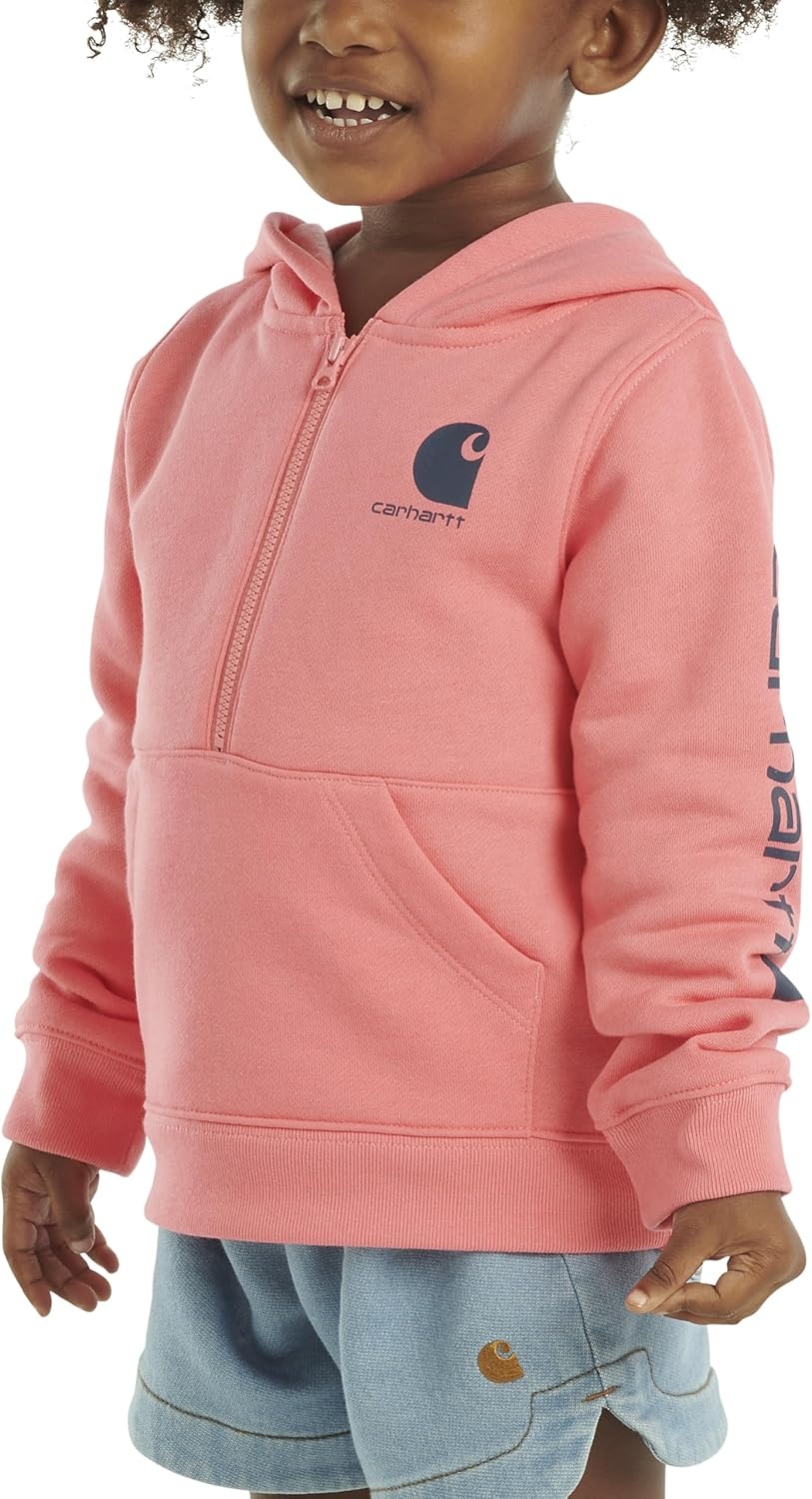 image:imageCarhartt girls Longsleeve Halfzip Hooded SweatshirtPink Lemonade