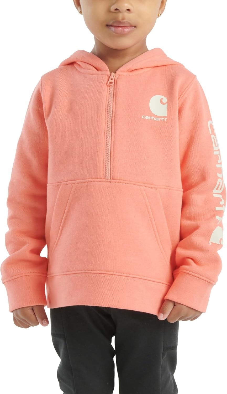 image:imageCarhartt girls Longsleeve Halfzip Hooded SweatshirtShell Pink Heather