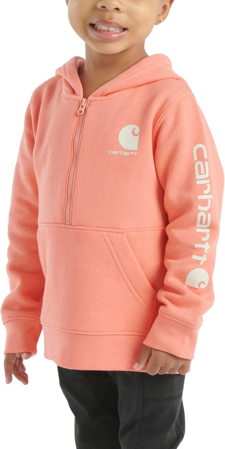 image:imageCarhartt girls Longsleeve Halfzip Hooded SweatshirtShell Pink Heather