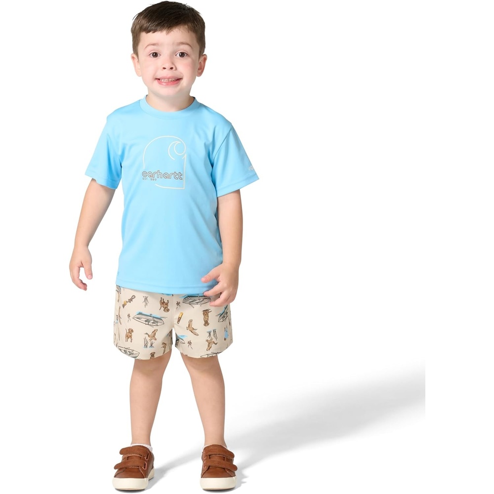 image:imageCarhartt Baby Boys 2piece Short Sleeve Sun Defender Force Shirt amp Woven Short SetSand