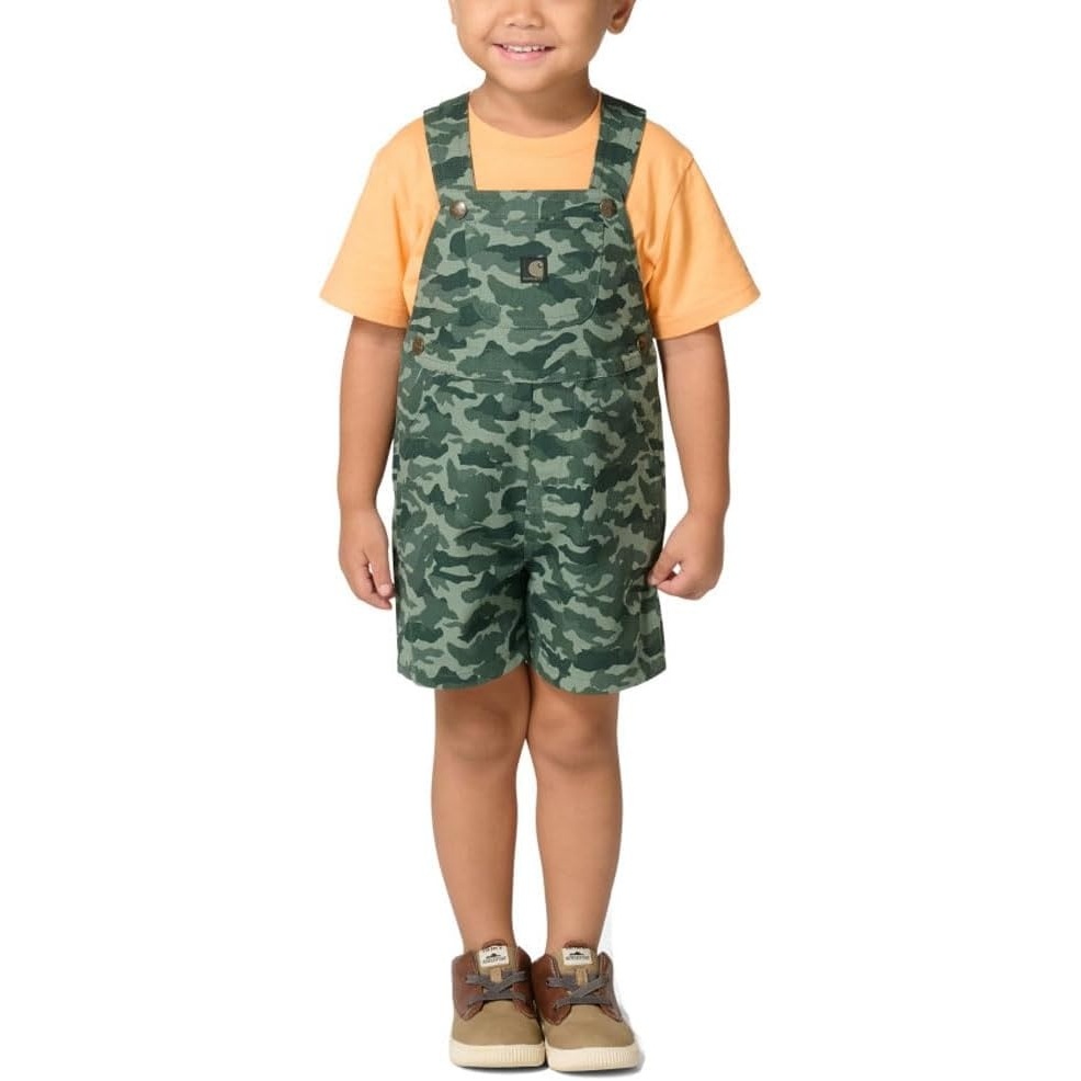 image:imageCarhartt Baby Boys 2piece Short Sleeve Tshirt amp Canvas Camo Shortall SetGreen Camo